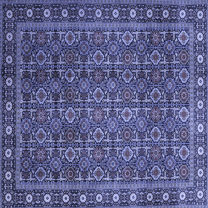 Square Machine Washable Persian Blue Traditional Rug, wshtr1895blu