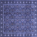 Square Machine Washable Persian Blue Traditional Rug, wshtr1895blu