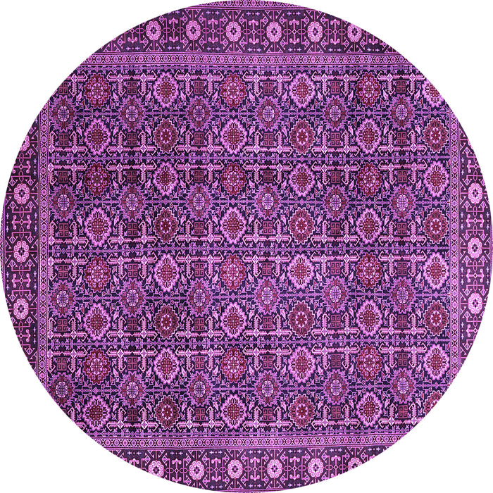 Round Machine Washable Persian Purple Traditional Area Rugs, wshtr1895pur