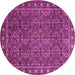 Round Machine Washable Persian Pink Traditional Rug, wshtr1895pnk