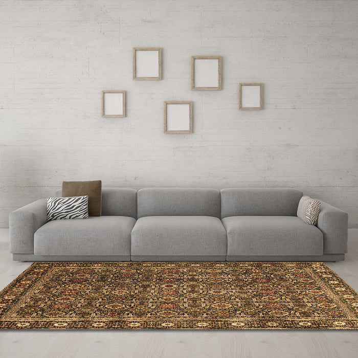 Machine Washable Persian Brown Traditional Rug in a Living Room,, wshtr1895brn