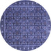 Round Machine Washable Persian Blue Traditional Rug, wshtr1895blu