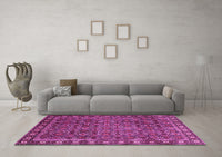 Machine Washable Persian Pink Traditional Rug, wshtr1895pnk