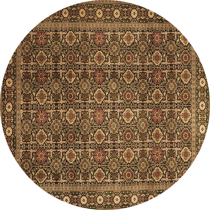 Round Persian Brown Traditional Rug, tr1895brn
