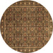 Round Persian Brown Traditional Rug, tr1895brn