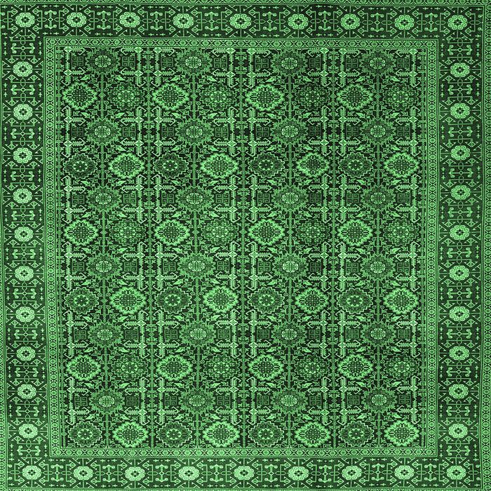 Square Machine Washable Persian Emerald Green Traditional Area Rugs, wshtr1895emgrn