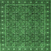 Square Machine Washable Persian Emerald Green Traditional Area Rugs, wshtr1895emgrn