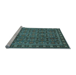 Sideview of Machine Washable Persian Light Blue Traditional Rug, wshtr1895lblu