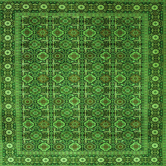 Round Machine Washable Persian Green Traditional Area Rugs, wshtr1895grn