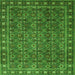 Round Machine Washable Persian Green Traditional Area Rugs, wshtr1895grn