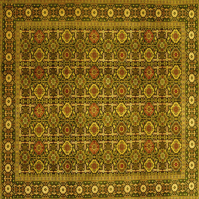 Square Machine Washable Persian Yellow Traditional Rug, wshtr1895yw