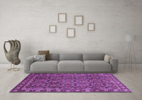 Machine Washable Persian Purple Traditional Rug, wshtr1895pur