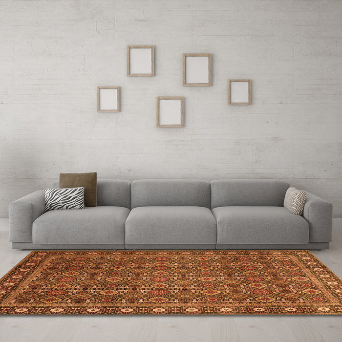 Machine Washable Persian Orange Traditional Area Rugs in a Living Room, wshtr1895org