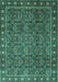 Machine Washable Persian Turquoise Traditional Area Rugs, wshtr1895turq