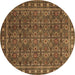 Round Machine Washable Persian Brown Traditional Rug, wshtr1895brn