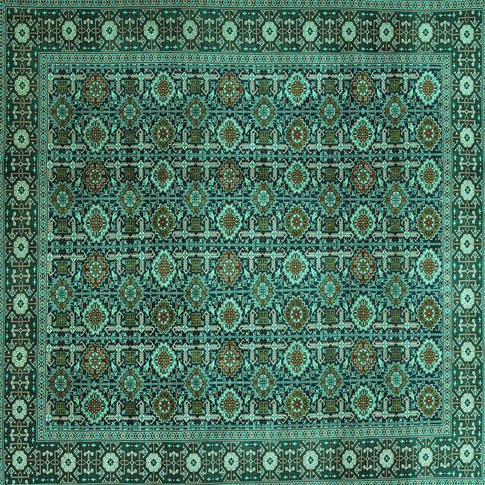 Square Machine Washable Persian Turquoise Traditional Area Rugs, wshtr1895turq