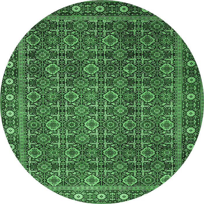 Round Persian Emerald Green Traditional Rug, tr1895emgrn