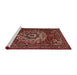 Sideview of Machine Washable Traditional Dark Gold Brown Rug, wshtr1896