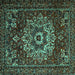 Square Machine Washable Persian Turquoise Traditional Area Rugs, wshtr1896turq