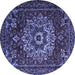 Round Machine Washable Persian Blue Traditional Rug, wshtr1896blu