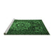 Sideview of Machine Washable Persian Emerald Green Traditional Area Rugs, wshtr1896emgrn