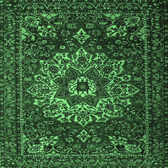 Square Machine Washable Persian Emerald Green Traditional Area Rugs, wshtr1896emgrn