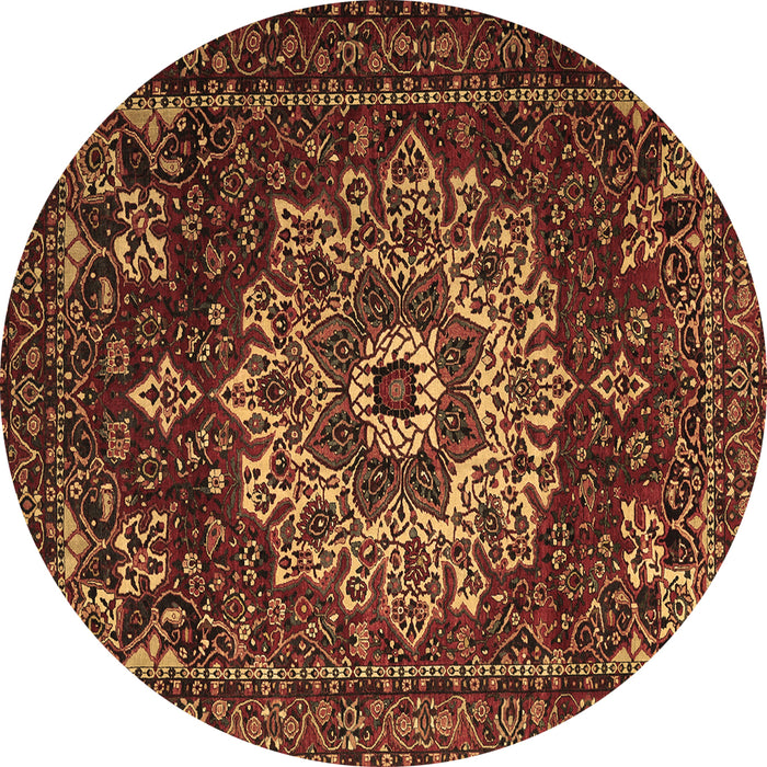 Round Persian Brown Traditional Rug, tr1896brn