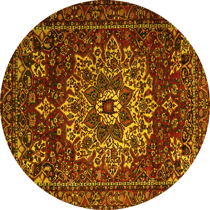 Round Persian Yellow Traditional Rug, tr1896yw