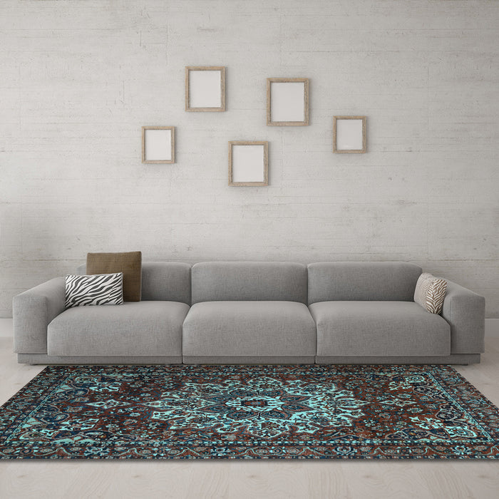 Machine Washable Persian Light Blue Traditional Rug in a Living Room, wshtr1896lblu