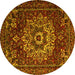 Round Machine Washable Persian Yellow Traditional Rug, wshtr1896yw