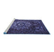 Sideview of Machine Washable Persian Blue Traditional Rug, wshtr1896blu