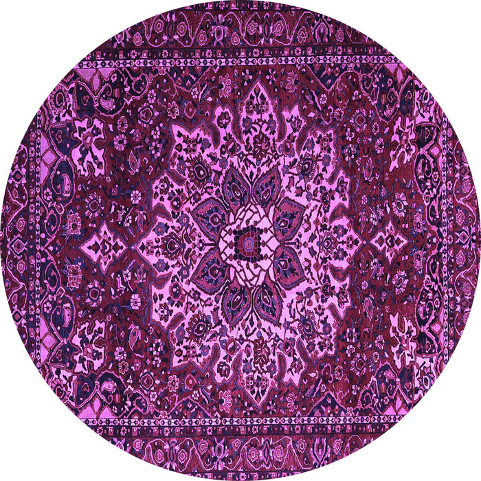 Round Machine Washable Persian Purple Traditional Area Rugs, wshtr1896pur