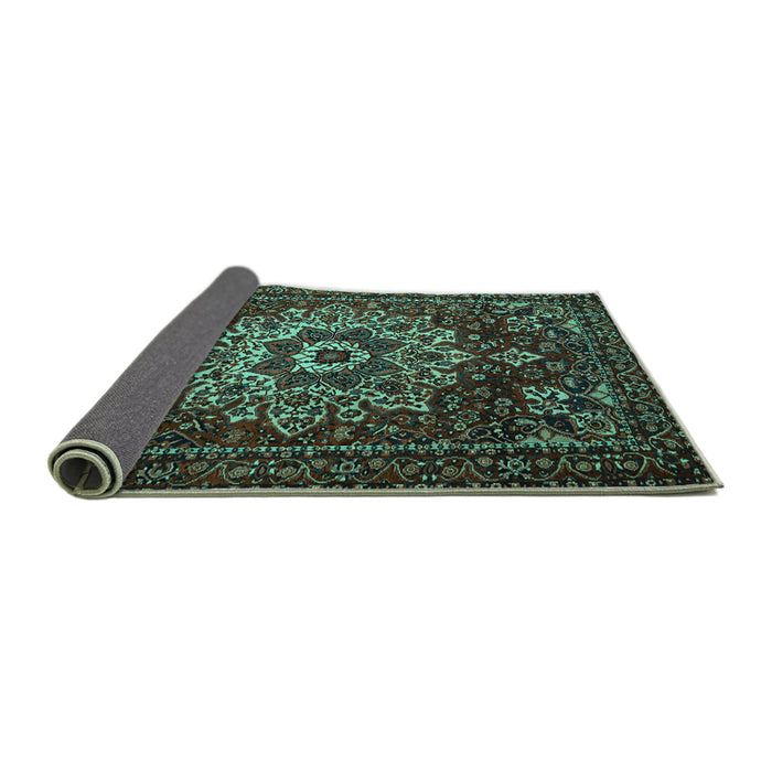 Sideview of Persian Turquoise Traditional Rug, tr1896turq