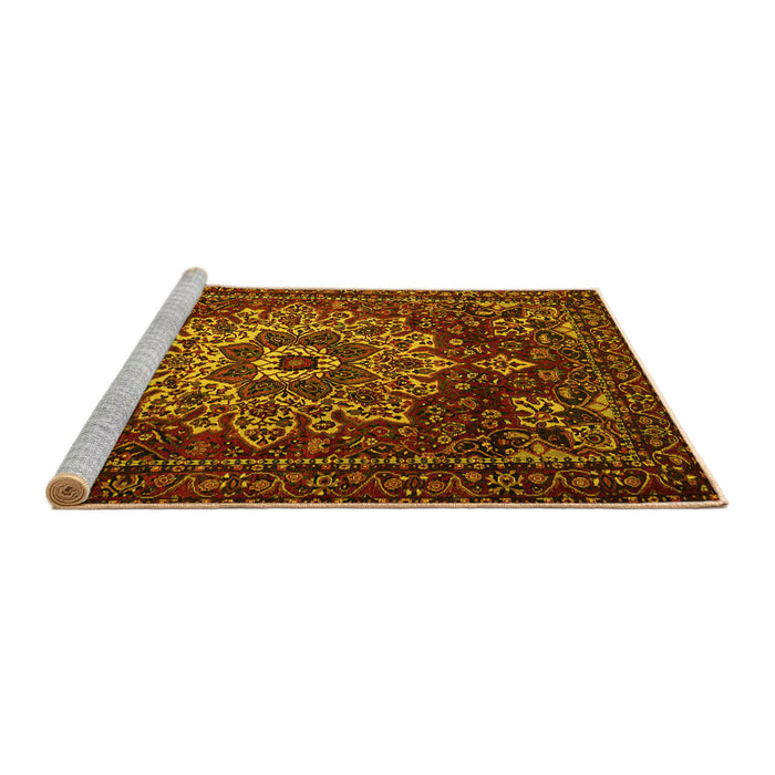 Sideview of Machine Washable Persian Yellow Traditional Rug, wshtr1896yw
