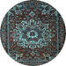 Round Persian Light Blue Traditional Rug, tr1896lblu