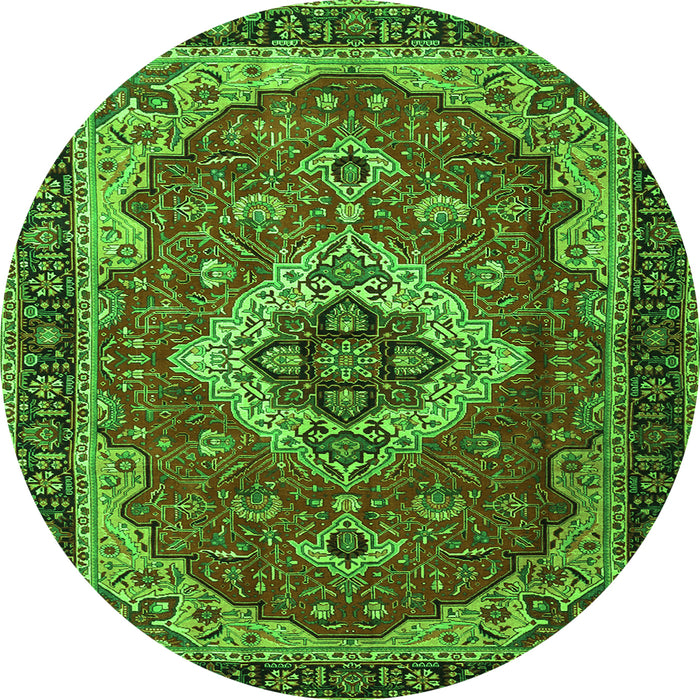 Square Persian Green Traditional Rug, tr1897grn
