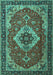 Machine Washable Persian Turquoise Traditional Area Rugs, wshtr1897turq