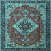 Square Machine Washable Persian Light Blue Traditional Rug, wshtr1897lblu