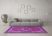 Machine Washable Persian Purple Traditional Area Rugs in a Living Room, wshtr1897pur