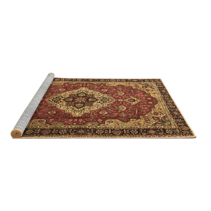 Sideview of Machine Washable Persian Brown Traditional Rug, wshtr1897brn