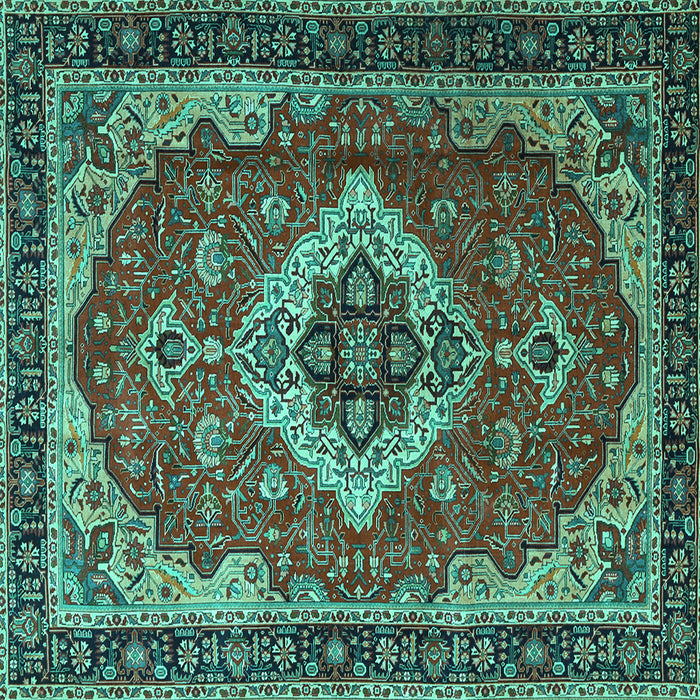 Square Persian Turquoise Traditional Rug, tr1897turq