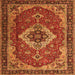 Round Machine Washable Persian Orange Traditional Area Rugs, wshtr1897org