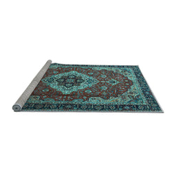 Sideview of Machine Washable Persian Light Blue Traditional Rug, wshtr1897lblu