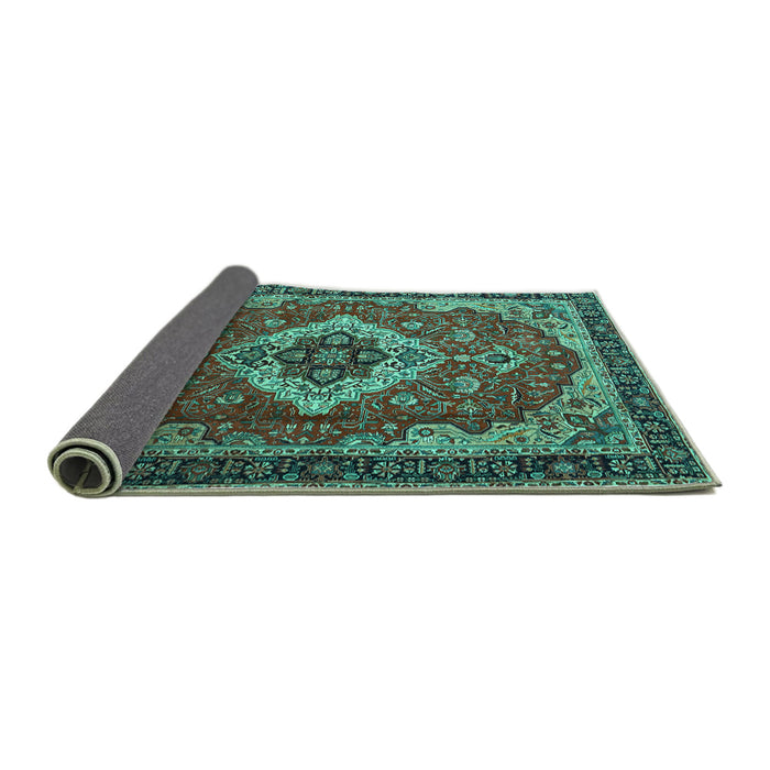 Sideview of Persian Turquoise Traditional Rug, tr1897turq