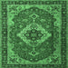 Square Machine Washable Persian Emerald Green Traditional Area Rugs, wshtr1897emgrn