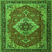 Round Machine Washable Persian Green Traditional Area Rugs, wshtr1897grn