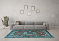 Machine Washable Persian Light Blue Traditional Rug, wshtr1897lblu