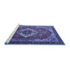 Sideview of Machine Washable Persian Blue Traditional Rug, wshtr1897blu