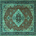 Square Machine Washable Persian Turquoise Traditional Area Rugs, wshtr1897turq