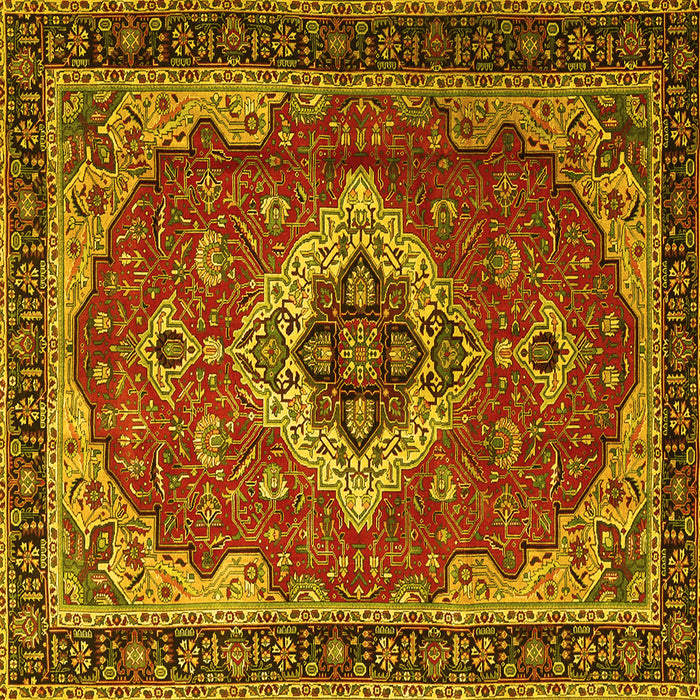 Square Machine Washable Persian Yellow Traditional Rug, wshtr1897yw